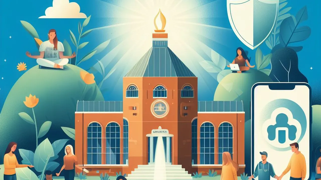 Close up on a plate of mashed potatoes, topped with baked pork chops with cream of mushroom soup, and a side of green beans.